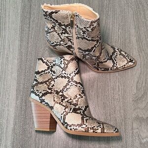Bamboo Snakeskin Ankle Booties